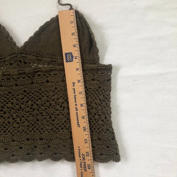 Homemade Crochet Y2K Green Halter Crop Top Small Sweetheart Festival Whimsigoth - Picture 9 of 9